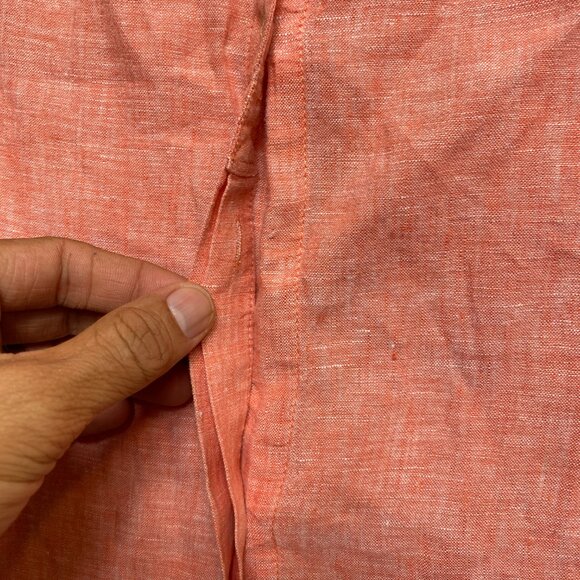Chicos Linen Shirt Womens 2 Orange 3/4 Sleeve Button Up - Picture 4 of 12